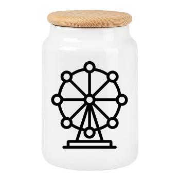 Riesenrad - Keksdose mit Holzdeckel - Weiß - Vorne