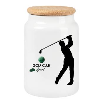 Golf - Keksdose mit Holzdeckel - Weiß - Vorne