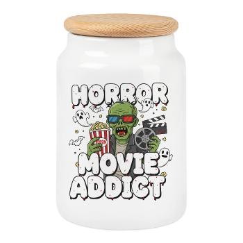 Horror Movie Addict – Zombie Kino - Keksdose mit Holzdeckel - Weiß - Vorne