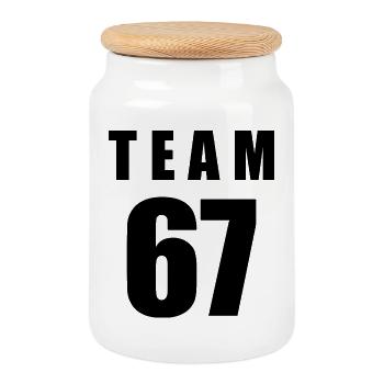 Team 67 - Cookie Jar with Wooden Lid - white - Front