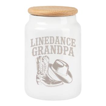 LineDance Grandpa Western Boots - Cookie Jar with Wooden Lid - white - Front