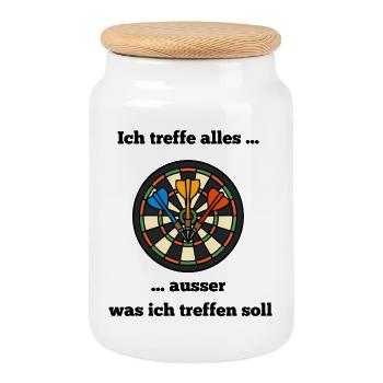 Dartboard Trio Colored Arrows - Cookie Jar with Wooden Lid - white - Front