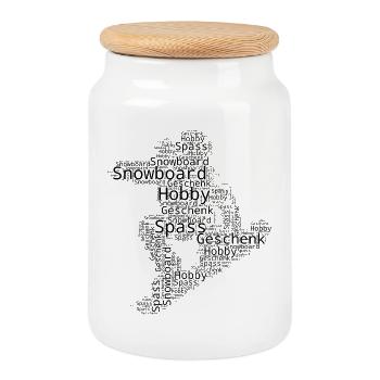 Motif minimaliste du snowboard - Boîte à biscuits avec couvercle en bois - blanc - Devant