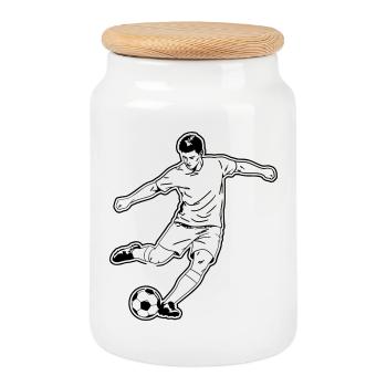 Fußball Spieler Schuss Torjäger Vektor - Keksdose mit Holzdeckel - Weiß - Vorne