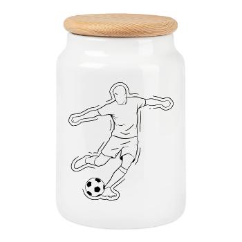 Fußball Dribbling Spieler Lauf Vektor - Keksdose mit Holzdeckel - Weiß - Vorne