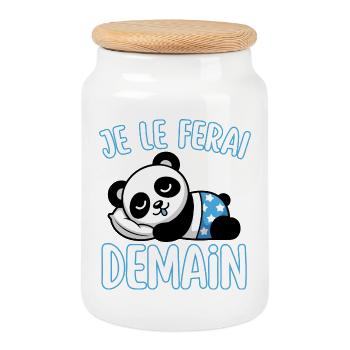Funny T-Shirt "Je Le Do" Tomorrow - Funny Phrase - Cookie Jar with Wooden Lid - white - Front