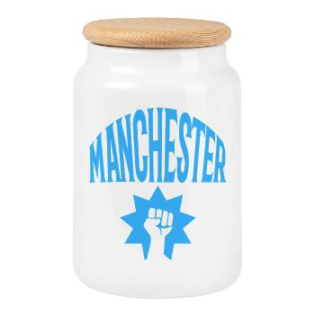 Manchester - Boîte à biscuits avec couvercle en bois - blanc - Devant