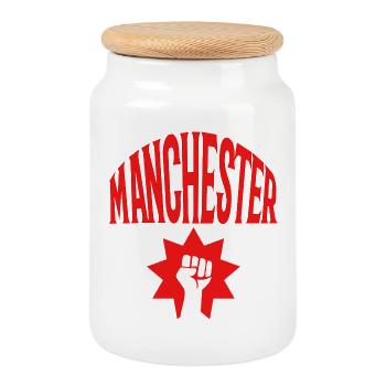 Manchester - Boîte à biscuits avec couvercle en bois - blanc - Devant