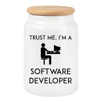 Trust Me I'm a Software Developer - Cookie Jar with Wooden Lid - white - Front