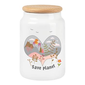 Sauver la planète - Boîte à biscuits avec couvercle en bois - blanc - Devant