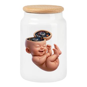 BABY NERD - geek & scifi - Cookie Jar with Wooden Lid - white - Front