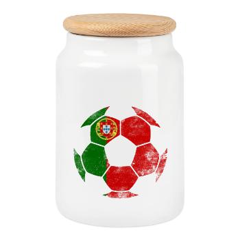 Portugal Fußball - Portugal Soccer - Cookie Jar with Wooden Lid - white - Front