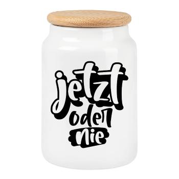 Now or Never - Cookie Jar with Wooden Lid - white - Front