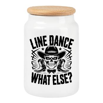 Line Dance – What Else? Western Skull Cowboy Dance - Cookie Jar with Wooden Lid - white - Front