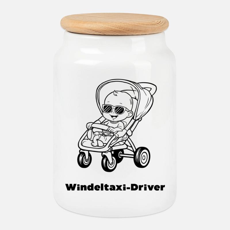 Windeltaxi-Driver - Keksdose mit Holzdeckel - Weiß