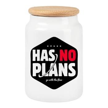 Aucun plan, laisse suivre le courant - Boîte à biscuits avec couvercle en bois - blanc - Devant