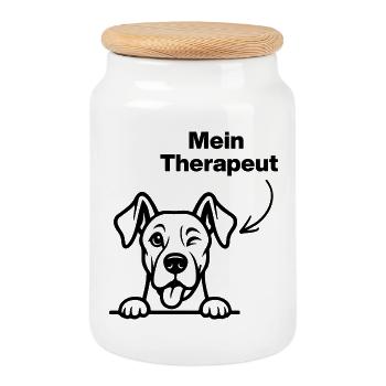 LE CHIEN EST MON THÉRAPEUTE, LES CHIENS ! 🐶 GÂTEAU AMOUREUX DES CHIENS - Boîte à biscuits avec couvercle en bois - blanc - Devant