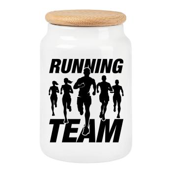 Running Team Laufen Marathon - Cookie Jar with Wooden Lid - white - Front
