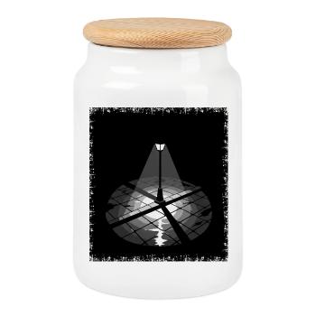Lonely Street Light Night Lighting Grunge - Cookie Jar with Wooden Lid - white - Front