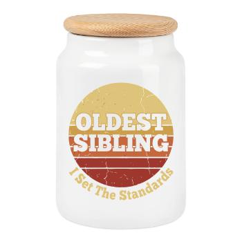 Oldest Sibling I Set The Standards Retro Vintage - Keksdose mit Holzdeckel - Weiß - Vorne