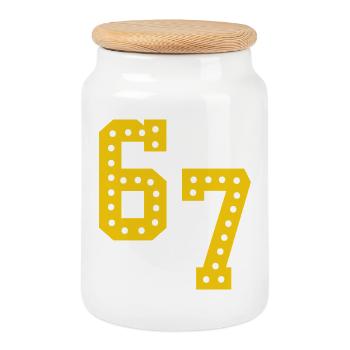 Lumières jaunes 6 7 - Boîte à biscuits avec couvercle en bois - blanc - Devant