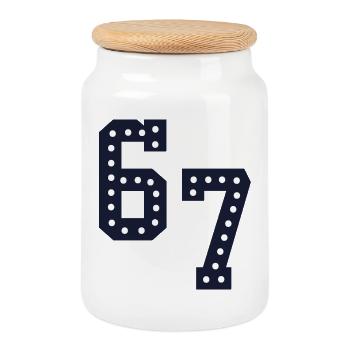 Number Lights 67 - Cookie Jar with Wooden Lid - white - Front