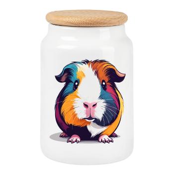 Illustration colorée de cochons d’Inde Pop Art - Boîte à biscuits avec couvercle en bois - blanc - Devant