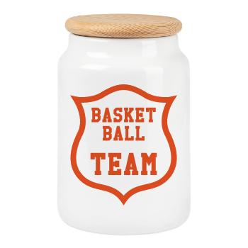 Basketball Team - Cookie Jar with Wooden Lid - white - Front