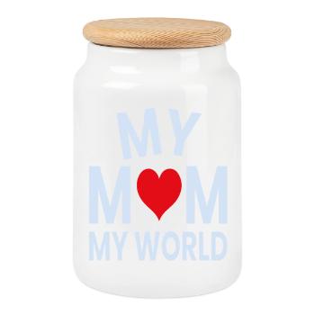Ma mère, mon cœur du monde - Boîte à biscuits avec couvercle en bois - blanc - Devant