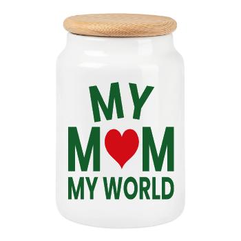 Meine Mutter Meine Welt Liebes Herz - Keksdose mit Holzdeckel - Weiß - Vorne