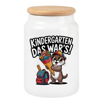 Now a schoolchild! Funny otter for school enrollment - Cookie Jar with Wooden Lid - white - Front