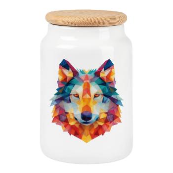 Wolf - Keksdose mit Holzdeckel - Weiß - Vorne