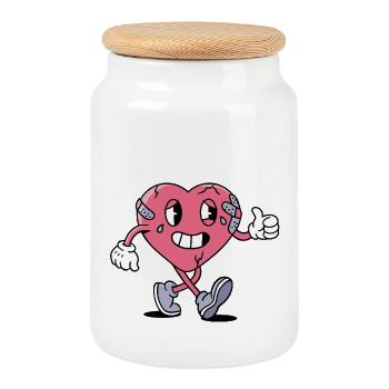 Broken But Fine - Cookie Jar with Wooden Lid - white - Front