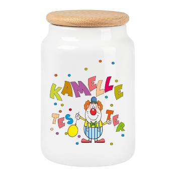 Kamelle - Keksdose mit Holzdeckel - Weiß - Vorne