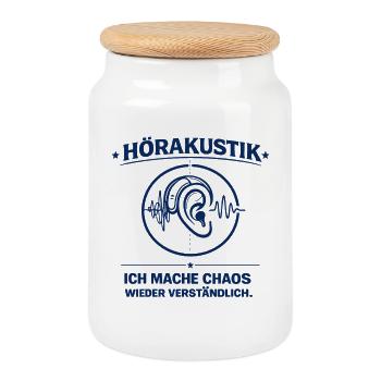 Hearing care professionals – making chaos understandable - Cookie Jar with Wooden Lid - white - Front