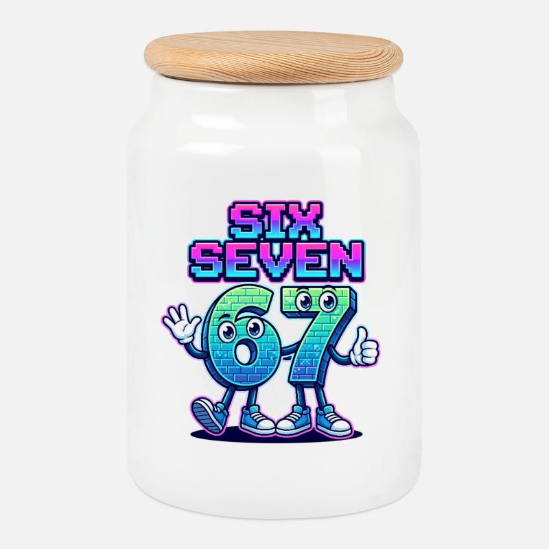 Six Seven 6 7 - Keksdose mit Holzdeckel - Weiß