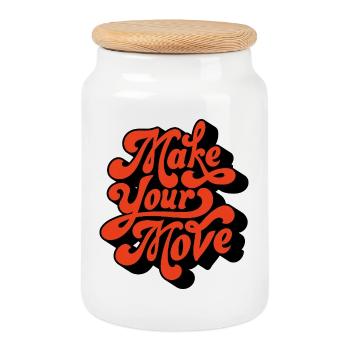 Make Your Move Retro-Skript - Keksdose mit Holzdeckel - Weiß - Vorne