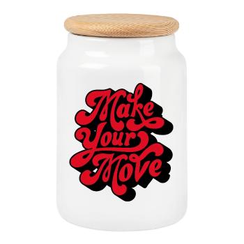 Make Your Love Retro Script - Keksdose mit Holzdeckel - Weiß - Vorne