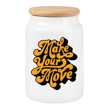 Script rétro de Faire ton Coup - Boîte à biscuits avec couvercle en bois - blanc - Devant