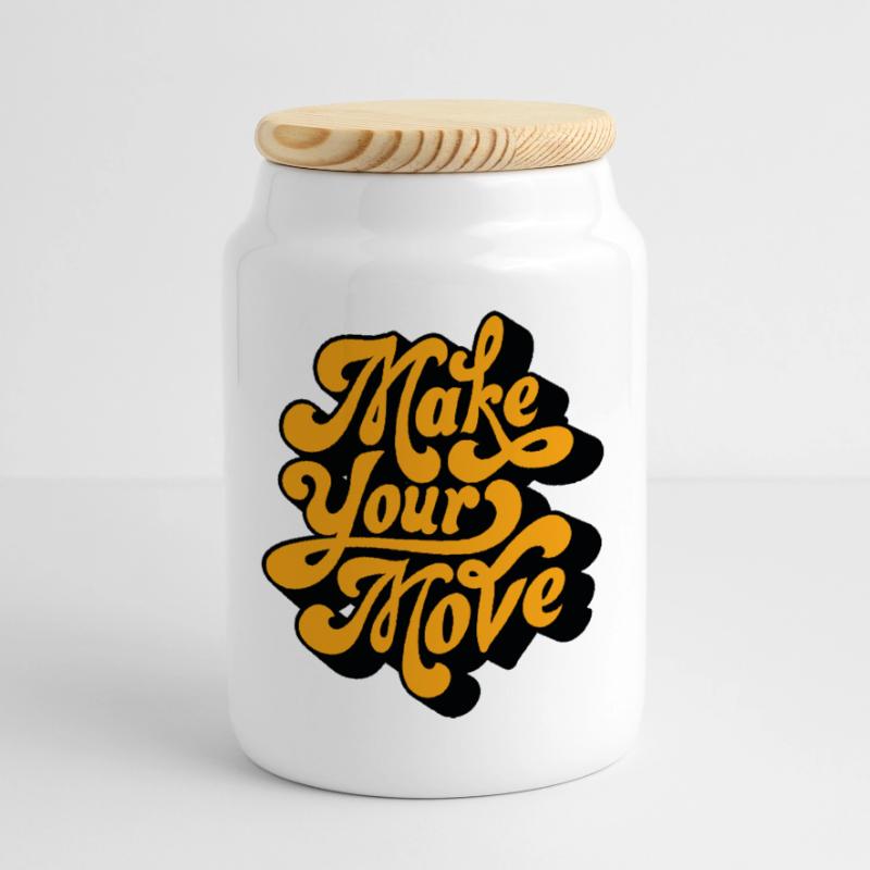 Make Your Move Retro Script Cookie Jar with Wooden Lid