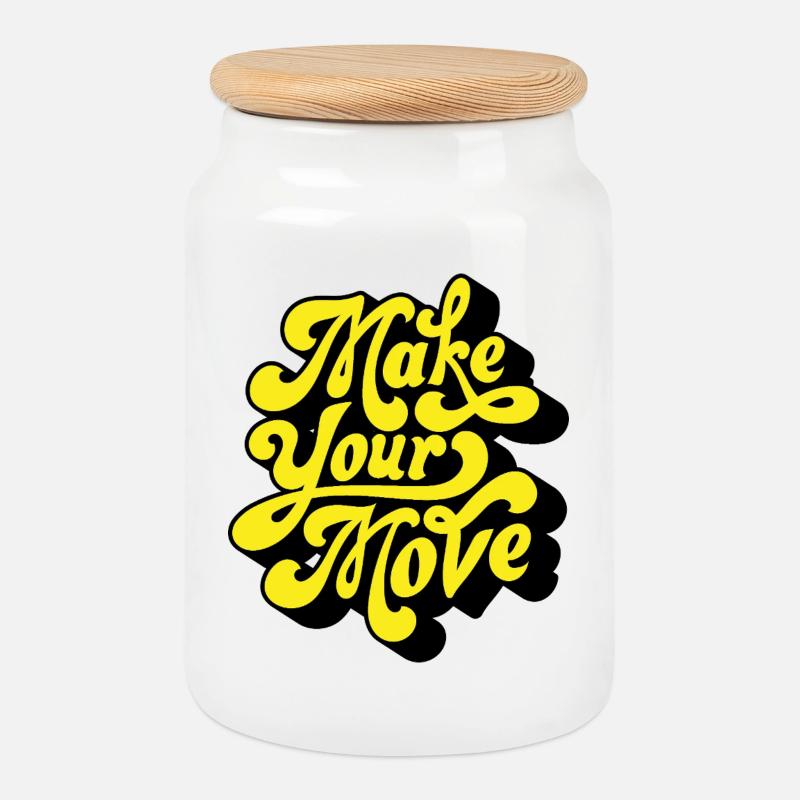 Make Your Move – Neon Script - Cookie Jar with Wooden Lid - white