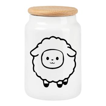 Sheep Sheep Lamb - Cookie Jar with Wooden Lid - white - Front