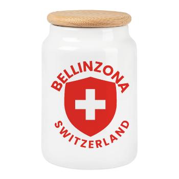 Bouclier de Bellinzone Drapeau suisse - Boîte à biscuits avec couvercle en bois - blanc - Devant