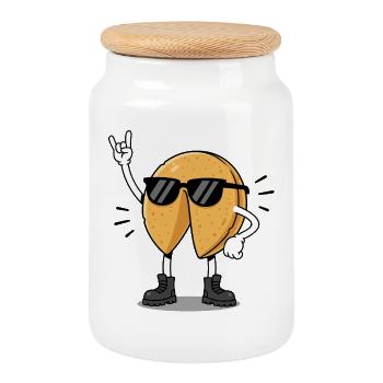 Fortune cookie carnival carnival rock music - Cookie Jar with Wooden Lid - white - Front