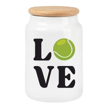 Tennis Lover - Cookie Jar with Wooden Lid - white - Front