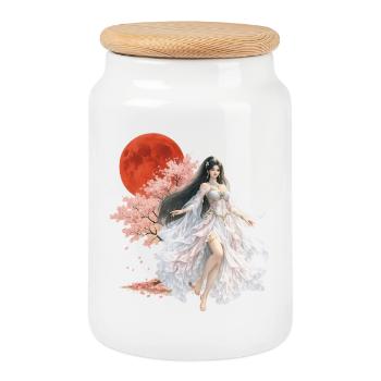Moonlit Blossom Enchantress - Cookie Jar with Wooden Lid - white - Front