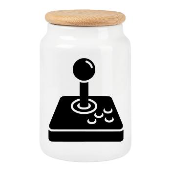 Icône d’arcade rétro joystick - Boîte à biscuits avec couvercle en bois - blanc - Devant