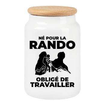 Cadeau Randonneur Guadeloupe - T-shirt rando gwada - Boîte à biscuits avec couvercle en bois - blanc - Devant