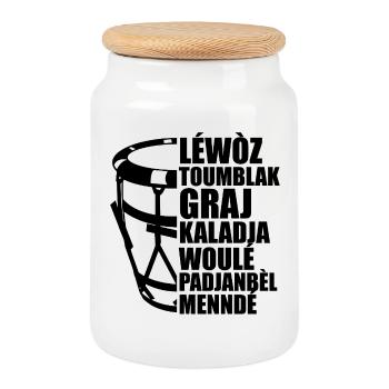 Cadeau Gwoka Guadeloupe - T-shirt Gwoka Gwada - Boîte à biscuits avec couvercle en bois - blanc - Devant