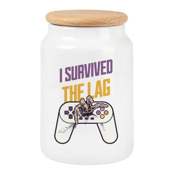 I Survived The Tag - Cookie Jar with Wooden Lid - white - Front